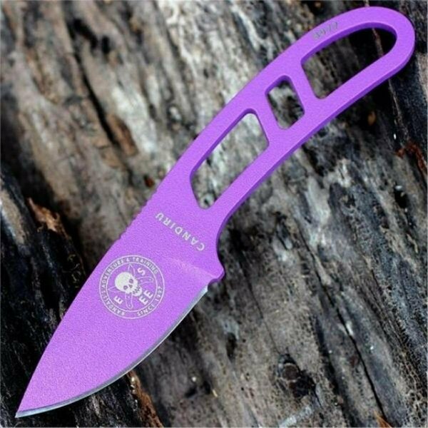 Sujetadores Candiru Purple Drop Point Blade, Clear & White Molded Sheath SU3689227